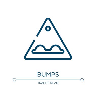 Çarpışma simgesi. Trafik işaretleri koleksiyonundan doğrusal vektör çizimi. Taslak çıkıntıları ikon vektörü. Web ve mobil uygulamalarda kullanmak için ince çizgi sembolü, logo, yazdırma ortamı.