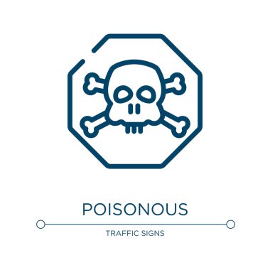 Zehirli bir ikon. Sağlık ve güvenlik koleksiyonundan doğrusal vektör çizimi. Ana hatlı zehirli ikon vektörü. Web ve mobil uygulamalarda kullanmak için ince çizgi sembolü, logo, yazdırma ortamı.