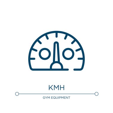 Kmh simgesi. Yarış koleksiyonundan doğrusal vektör çizimi. Kmh simge vektörünü çizin. Web ve mobil uygulamalarda kullanmak için ince çizgi sembolü, logo, yazdırma ortamı.