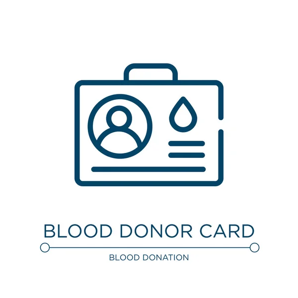 Ikon Kartu Donor Darah Ilustrasi Vektor Linear Dari Koleksi Donasi - Stok Vektor