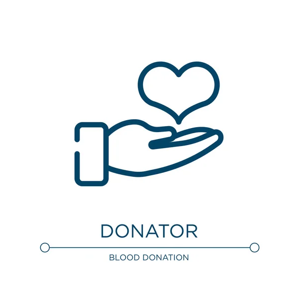 Donator Icoon Lineaire Vector Illustratie Van Bloeddonatie Collectie Geef Een — Stockvector