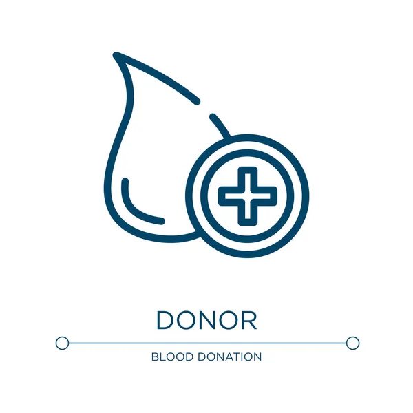 Donorpictogram Lineaire Vector Illustratie Van Bloeddonatie Collectie Overzicht Donor Icoon — Stockvector