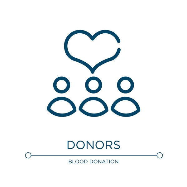捐助方图标 线性病媒说明从献血收集 概述捐献者图标向量 用于网络和移动应用程序 印刷媒体的细线符号 — 图库矢量图片