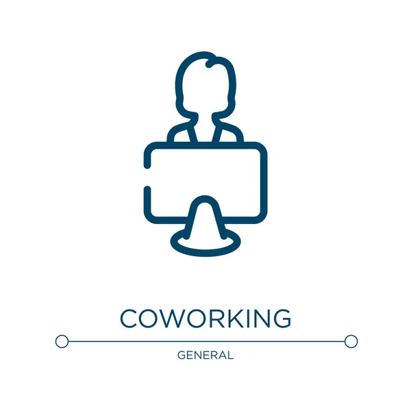 Coworking Ikon Lineáris Vektor Illusztráció Általános Gyűjtemény Vázlat Coworking Ikon — Stock Vector