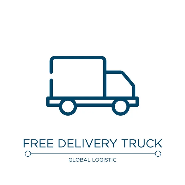 Free Delivery Truck Icon Linear Vector Illustration Logistics Delivery Collection — Stock Vector