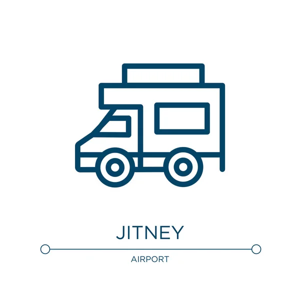 ジトニー アイコン タクシーサービスコレクションからリニアベクトルイラスト 概要ジットニーアイコンベクトル Webやモバイルアプリ 印刷メディアで使用するための細い線のシンボル — ストックベクタ