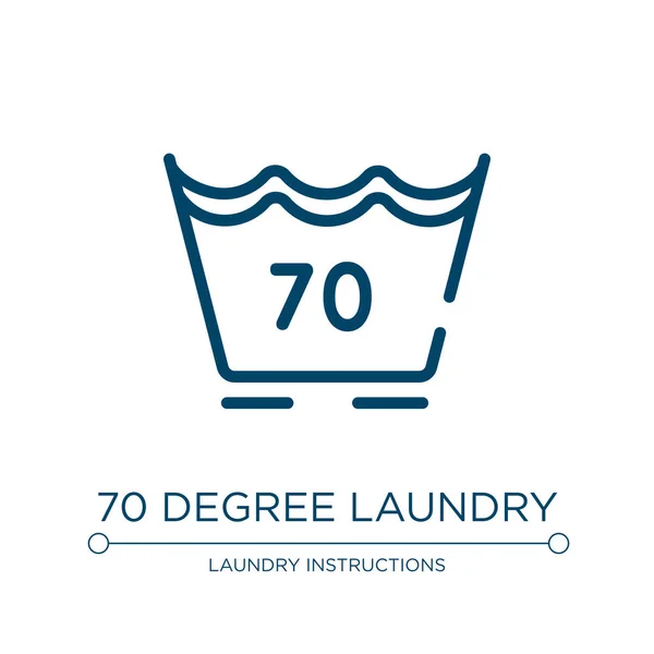 70度の洗濯アイコン 洗濯指示コレクションからの線形ベクトルイラスト 概要洗濯アイコンベクトル70度 Webやモバイルアプリ 印刷メディアで使用するための細い線のシンボル — ストックベクタ