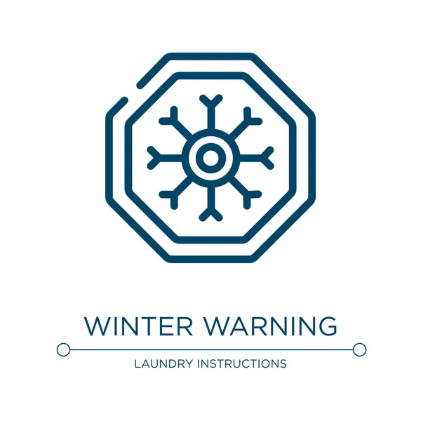 冬の警告アイコン 普遍的な警告信号収集からの線形ベクトル図 概要冬の警告アイコンベクトル Webやモバイルアプリ 印刷メディアで使用するための細い線のシンボル — ストックベクタ