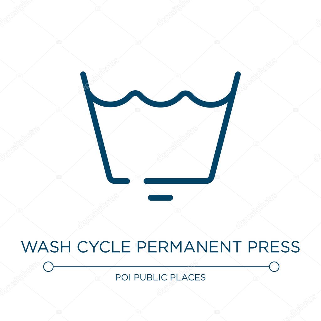 Wash cycle permanent press icon. Linear vector illustration from laundry instructions collection. Outline wash cycle permanent press icon vector. Thin line symbol for use on web and mobile apps, logo,