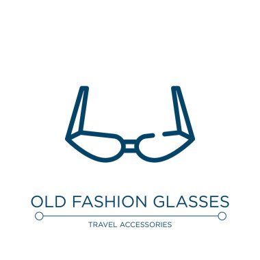 Eski moda gözlük ikonu. Tatil koleksiyonundan doğrusal vektör çizimi. Eski moda gözlük ikon vektörünü özetle. Web ve mobil uygulamalarda kullanmak için ince çizgi sembolü, logo, yazdırma ortamı.