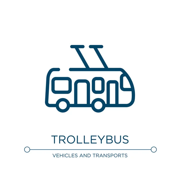 Ikona Trolejbusu Lineární Vektorová Ilustrace Transportní Sbírky Vektor Ikony Trolejbusu — Stockový vektor