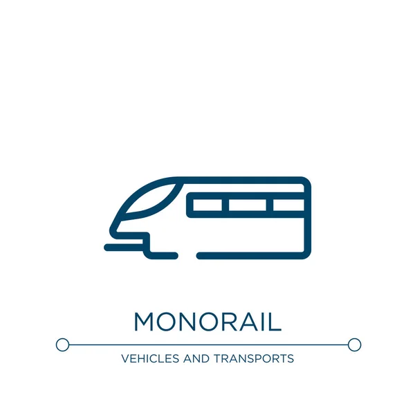 モノレールのアイコン 公共交通機関のコレクションから線形ベクトルイラスト 概要モノレールアイコンベクトル Webやモバイルアプリ 印刷メディアで使用するための細い線のシンボル — ストックベクタ