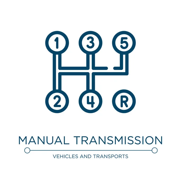 Ręczna Ikona Transmisji Liniowa Ilustracja Wektora Kolekcji Szkoły Jazdy Kontur — Wektor stockowy