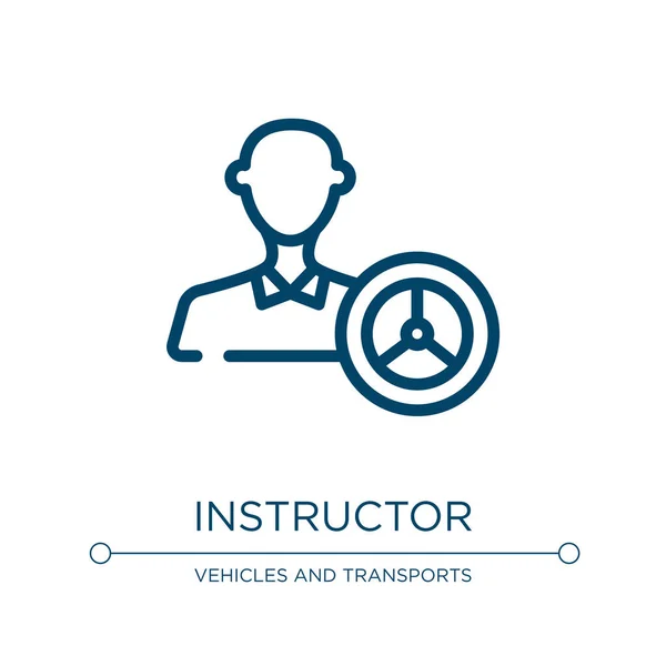 Icône Instructeur Illustration Vectorielle Linéaire Collection Driving School Décrivez Vecteur — Image vectorielle