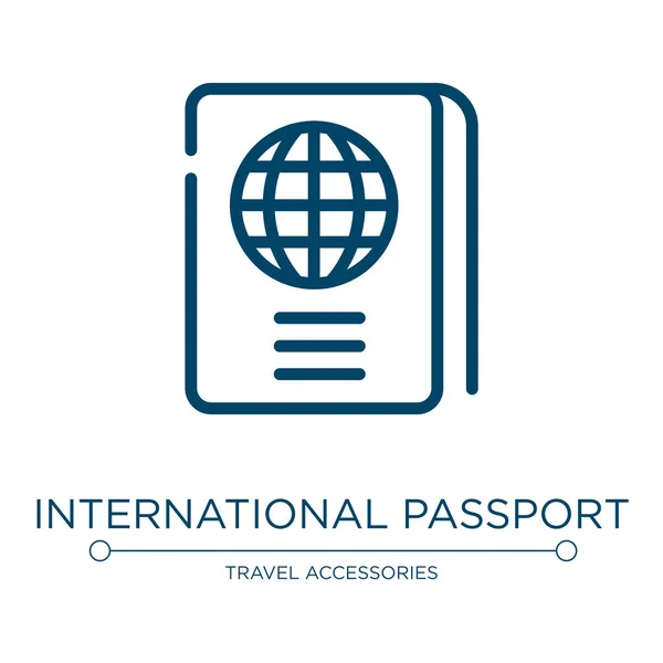 Значок Международного Паспорта Линейная Векторная Иллюстрация Коллекции Аэропорта Начертите Международный — стоковый вектор