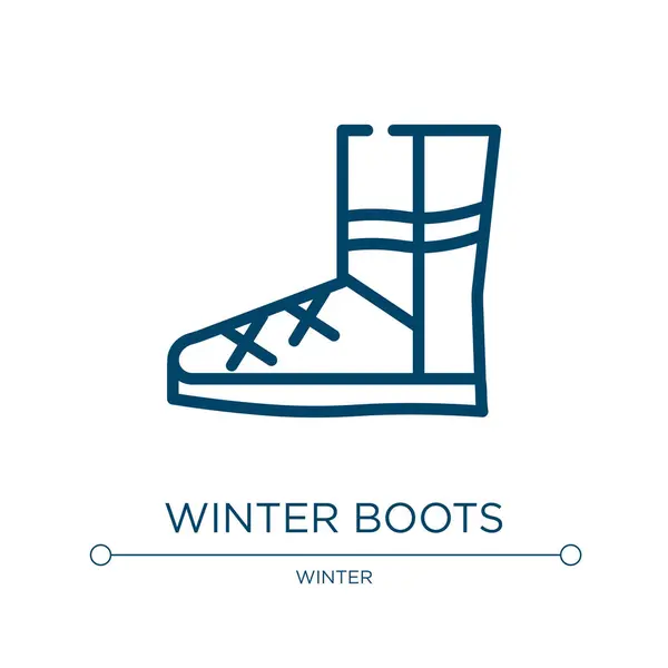Winter Boots Icon Linear Vector Illustration Winter Collection Outline Winter — Stock Vector