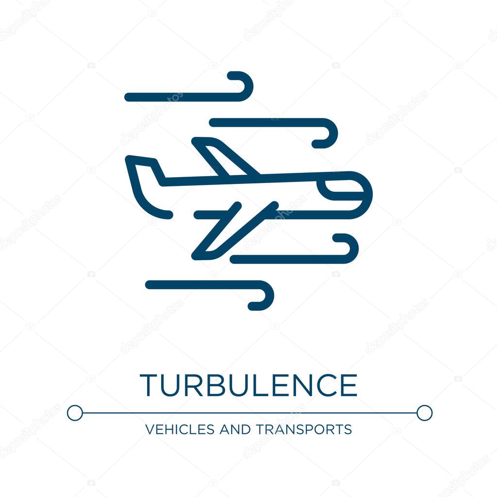 Turbulence icon. Linear vector illustration from airport collection. Outline turbulence icon vector. Thin line symbol for use on web and mobile apps, logo, print media.