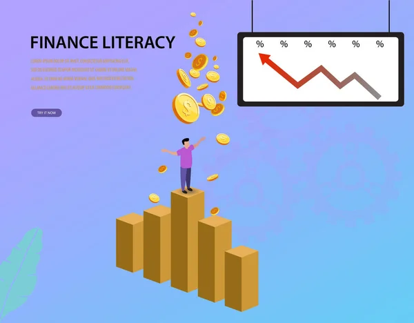 Design Illustrations Financial Literacy Cartoons Can Used Business Financial Management — Stock Vector