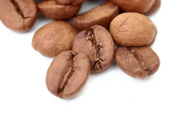 Coffee Beans White Background Large View Macro — Stock Photo, Image