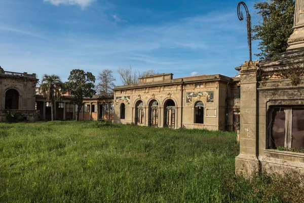 Ancient Spa in Leghorn, Crumbling Building Architectural Monument in Italy.