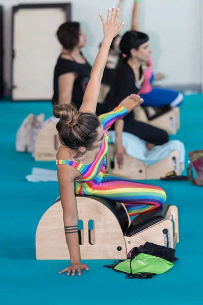 Rimini Italy June 2018 Girls Sportswear Doing Fitness Exercises Little — Stock Photo, Image