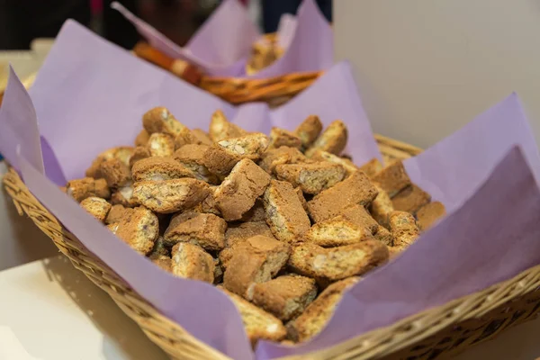 Biscoito Italiano Típico Com Amêndoa Crumbly Cantuccini Toscana — Fotografia de Stock