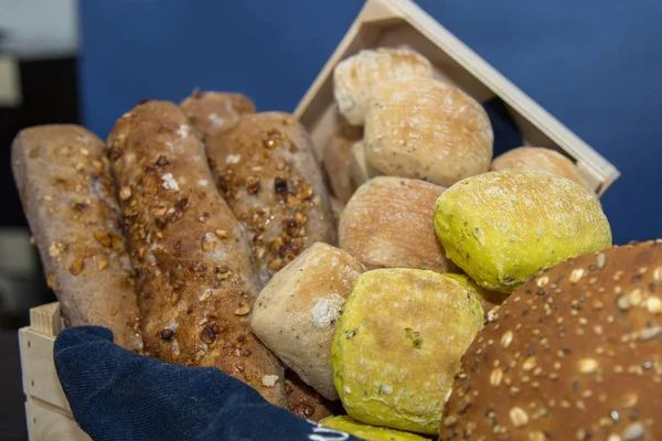 Grupo Vários Tipos Pão Pães Dentro Uma Padaria — Fotografia de Stock