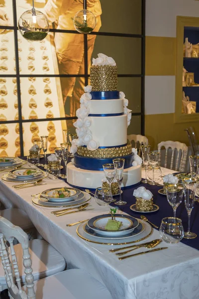 Banquete Gala Decorações Luxo Para Mesa Com Peça Central Suntuosa — Fotografia de Stock