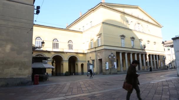意大利帕尔马 2018年11月 意大利帕尔马的皇家剧院 在阳光明媚的冬日 — 图库视频影像