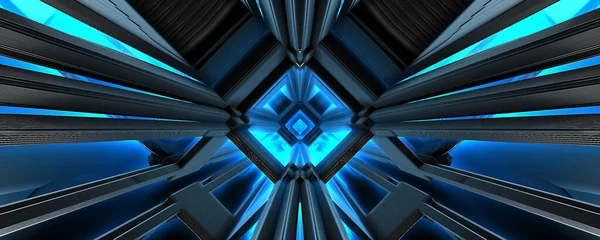 3d space technology blue glass tunnel background