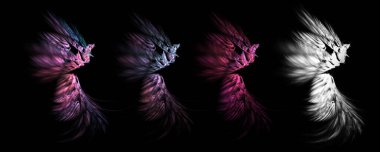 Beyaz kırpma maskesiyle pembe soyut pürüzsüz tüy seti