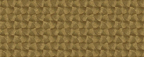 Wavy golden metallic ring seamless pattern background