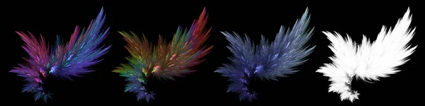 Abstract Fantasy Wings Colorful Feathers White Clipping Mask — Stock Photo, Image