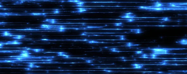 Poziome Niebieskie Smugi Światła Efekt Tła Cząstek Blask — Zdjęcie stockowe