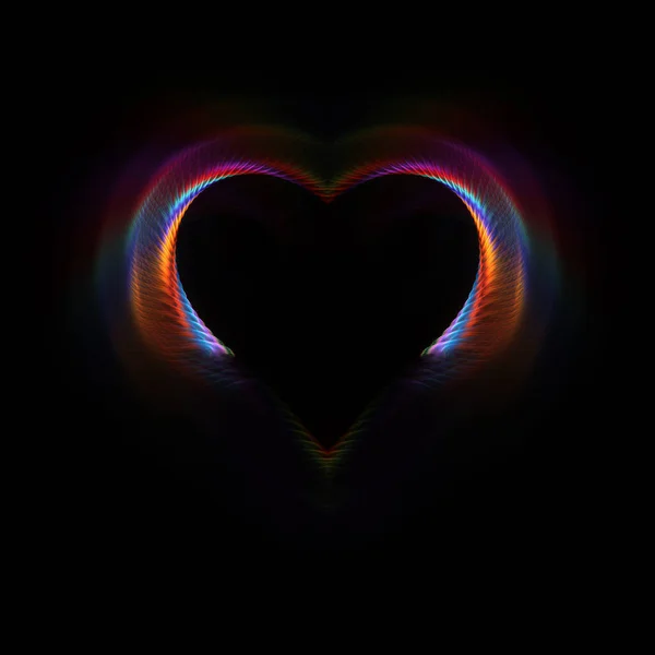 Linhas Formam Corações Coloridos Que Brilham Escuro — Fotografia de Stock