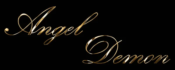 Роскошный Золотой Текст Ангел Демон Черным Фоном — стоковое фото