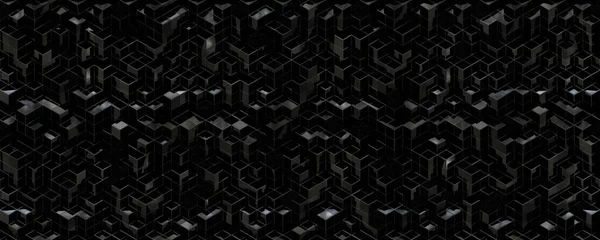 3Dレンダリングガラスブラックキューブパターンの背景 — ストック写真