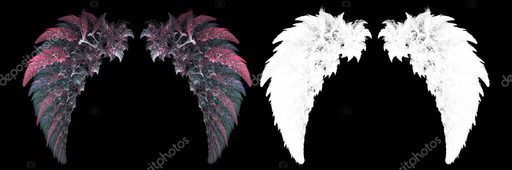 Abstract fantasy feather with white clipping mask