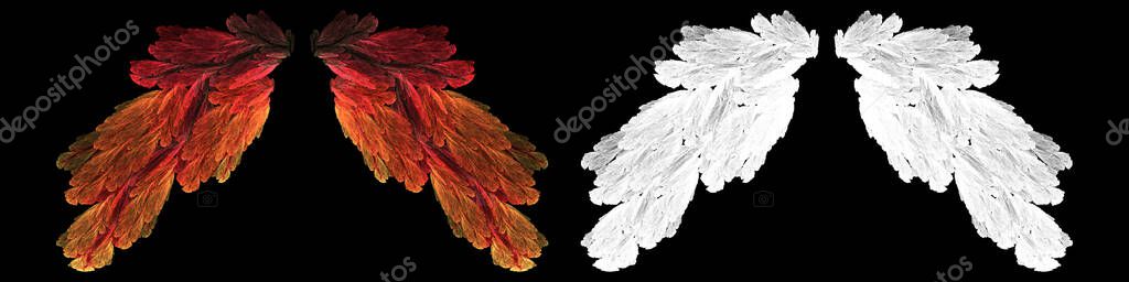 Autumn fairy leaves wings with white clipping mask