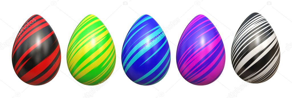 3d render colorful brush line easter eggs
