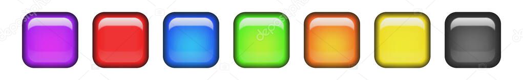 Colorful rounded square button on white background