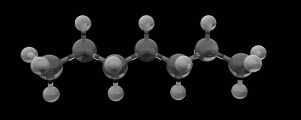 Трехмерная Стеклянная Структура Молекулы Гептана — стоковое фото