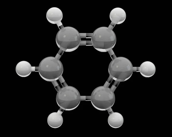 苯分子的3D玻璃化学结构 — 图库照片