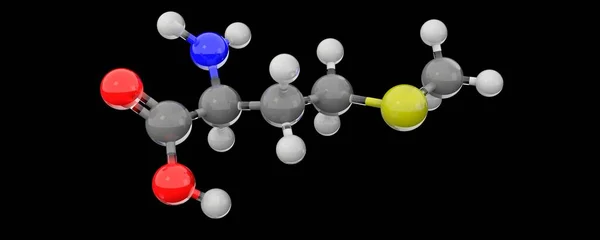Трехмерная Стеклянная Химическая Структура Молекулы Метиона — стоковое фото