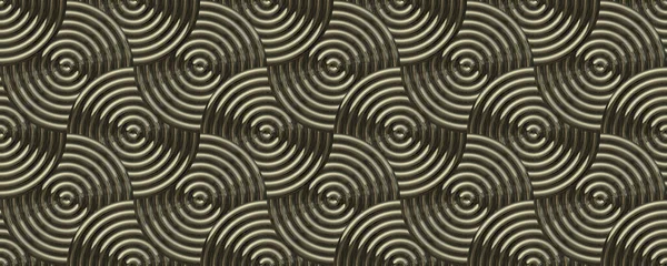 Groovy metallic circle overlaping seamless pattern background