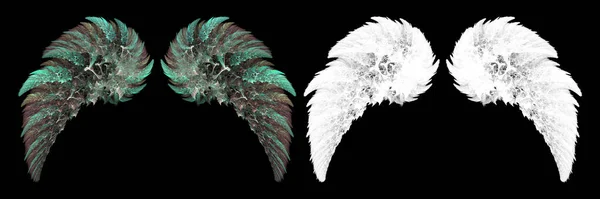 白いクリッピングマスクとファンタジー妖精天使の翼 — ストック写真
