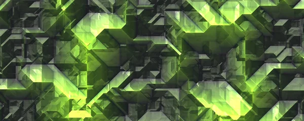 geometric glowing green crystal glass futuristic background