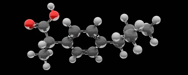 布洛芬分子3D结构 — 图库照片