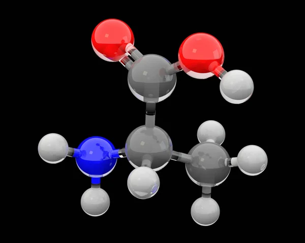 アラニン分子の3Dガラスモデル — ストック写真