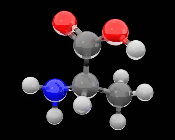Szklany Model Cząsteczki Alaniny — Zdjęcie stockowe